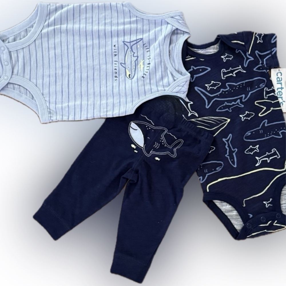 Carter’s 3-Piece Baby Outfit Set Bodysuits and Pants 0–3 Months NWT - Picture 6 of 8